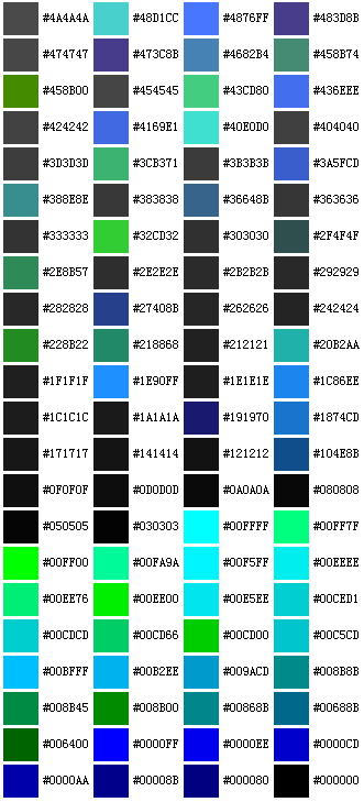 RGB色彩对照表_w3cschool