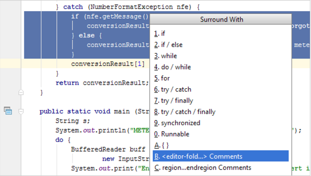 如何折叠IntelliJ IDEA的注释