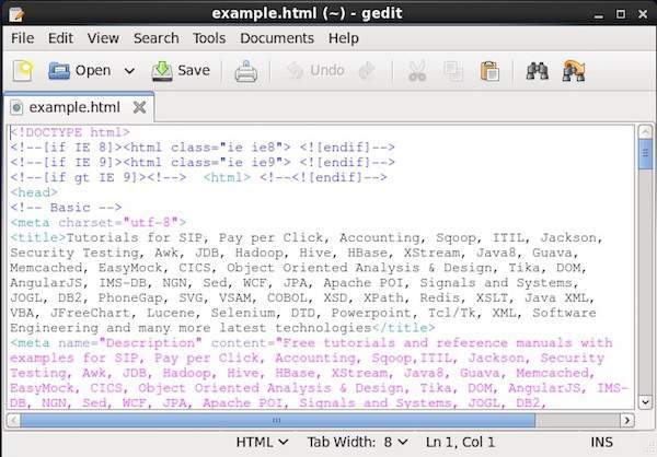 示例HTML