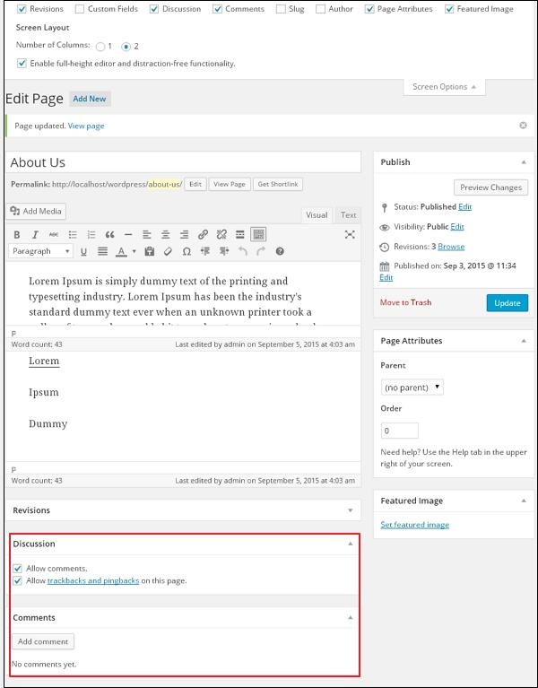 WordPress Add Comments